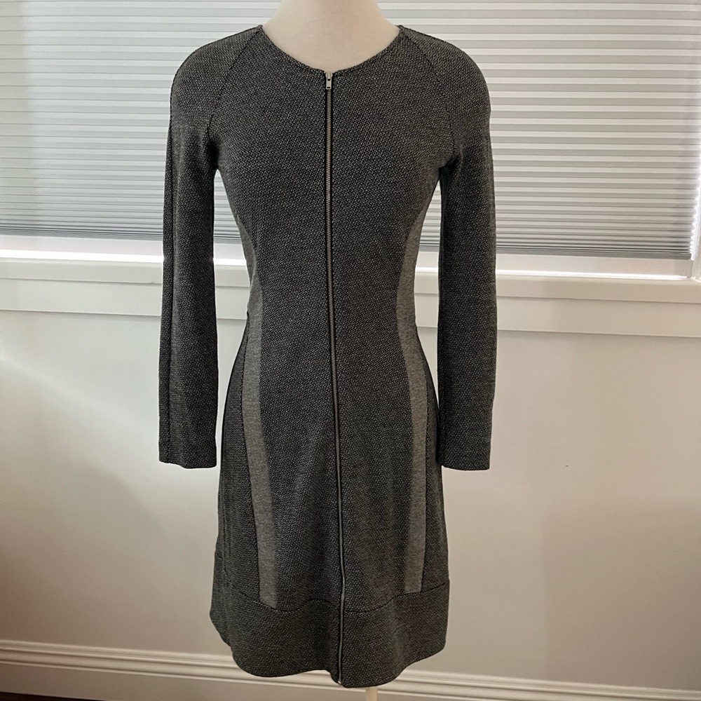 Theory Gray Sheath Dress with Raglan Long Sleeves
